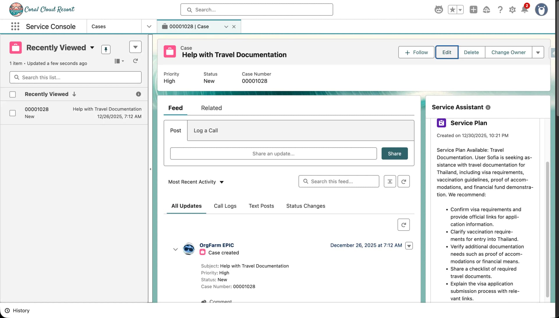 Demonstrate the Service Agent