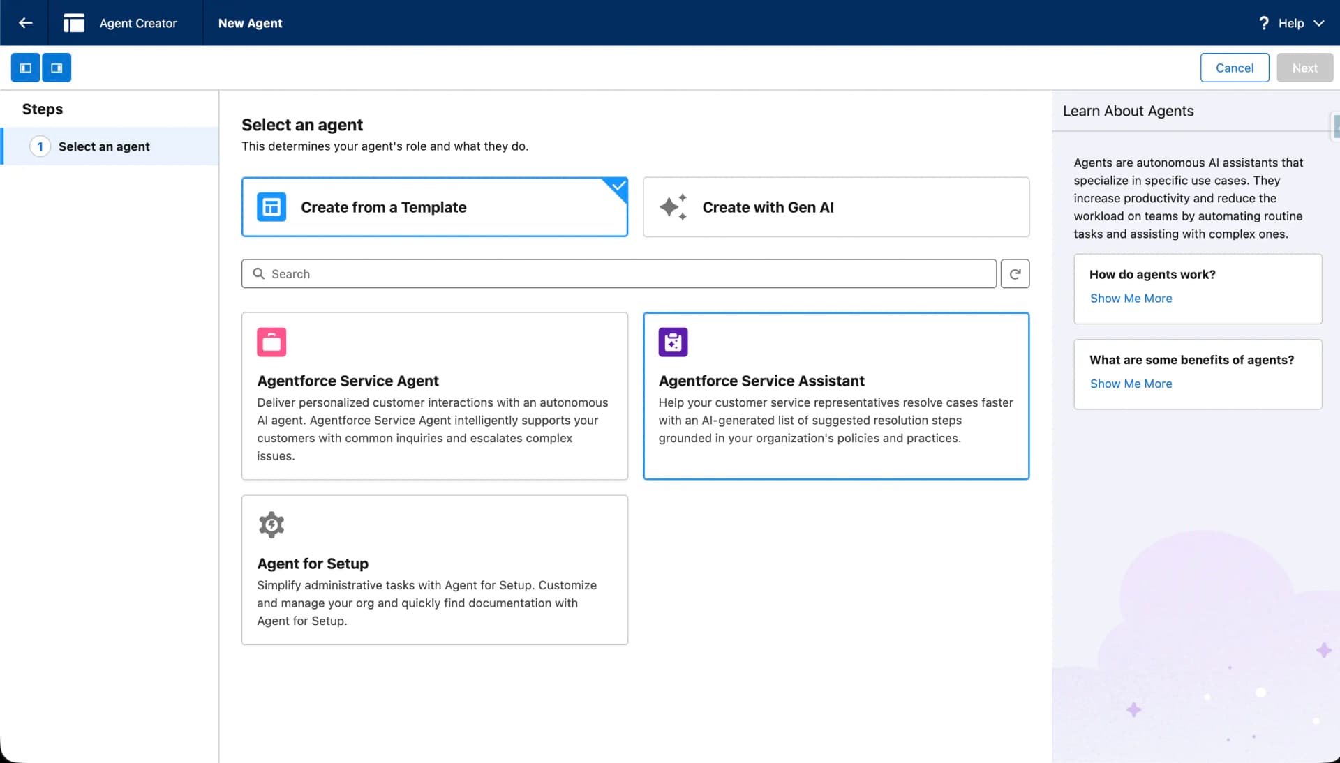 Create or Select Agent