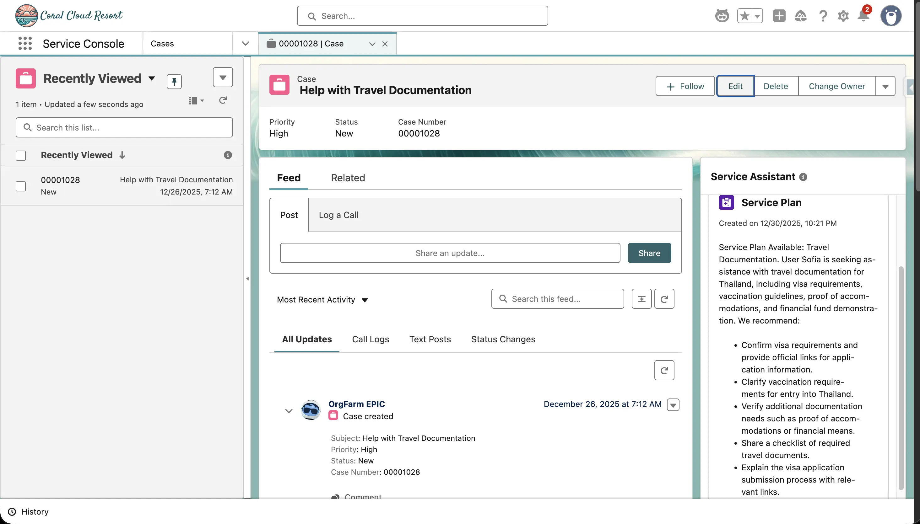 Demonstrate the Service Agent