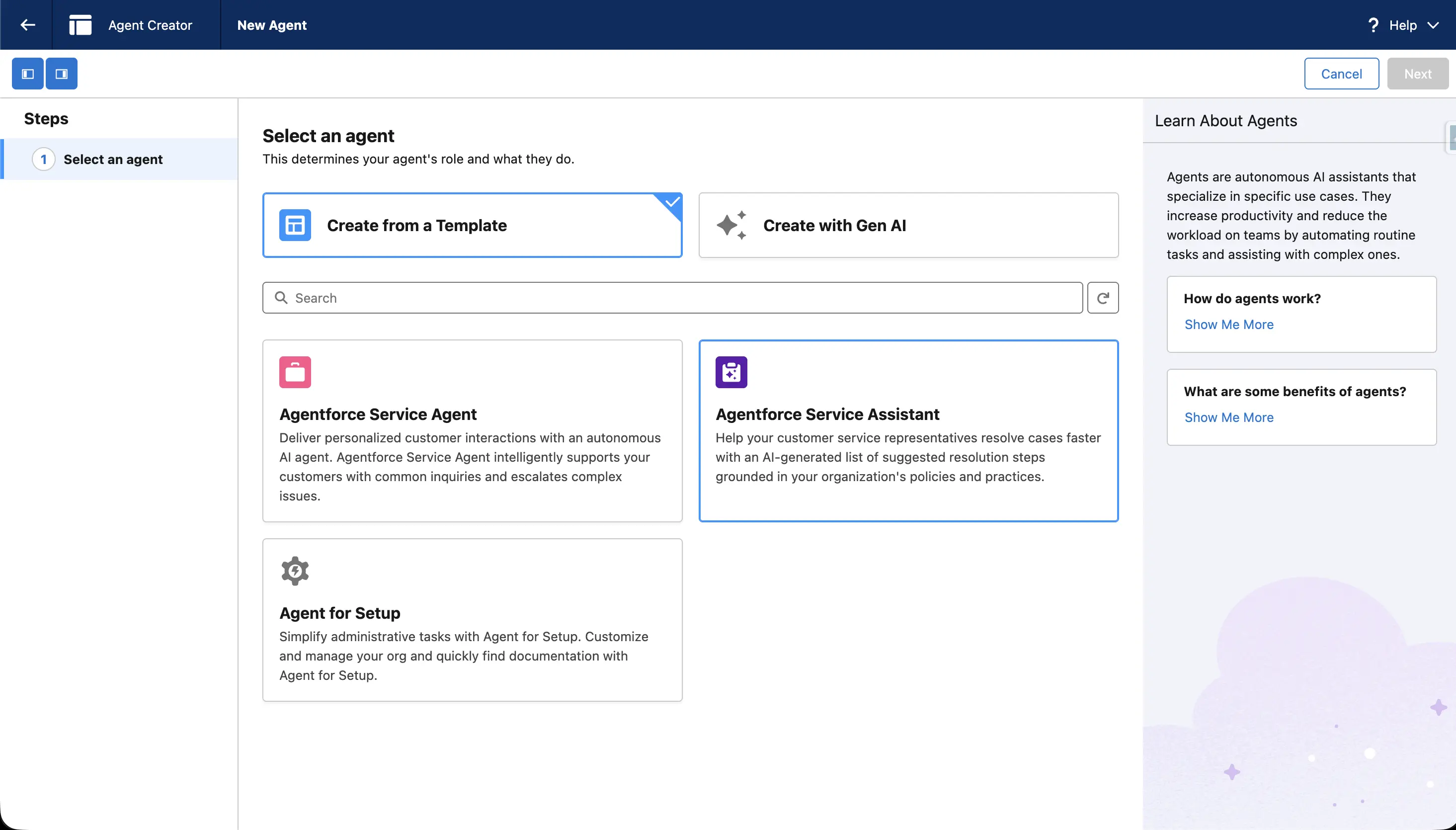 Create or Select Agent